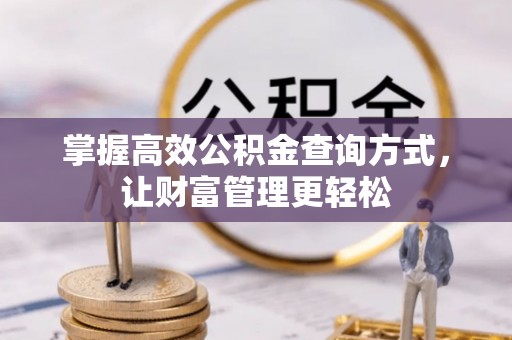沁阳掌握高效公积金查询方式，让财富管理更轻松